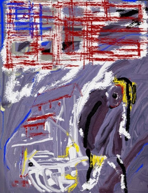 Digital art showing American flag and walking figure