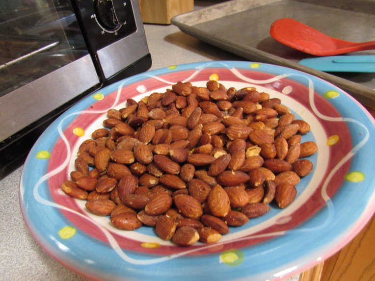 Photo of plate of roasted almonds