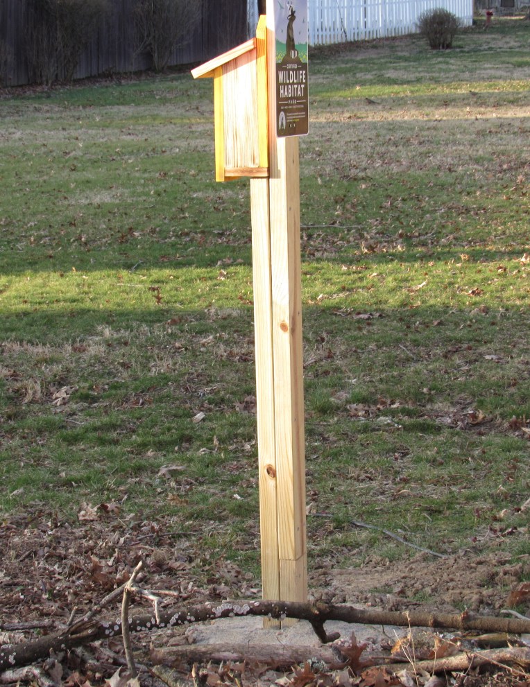 Photo of Certified Wildlife Habitat sign and birdhouse